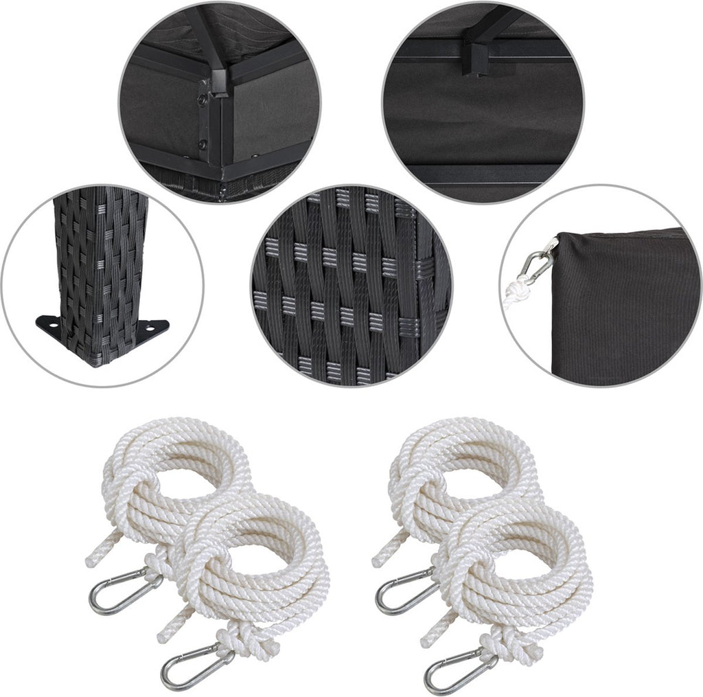 Polyrattan Paviljoen 3 x 3 m met Ventilatiedak in Antraciet