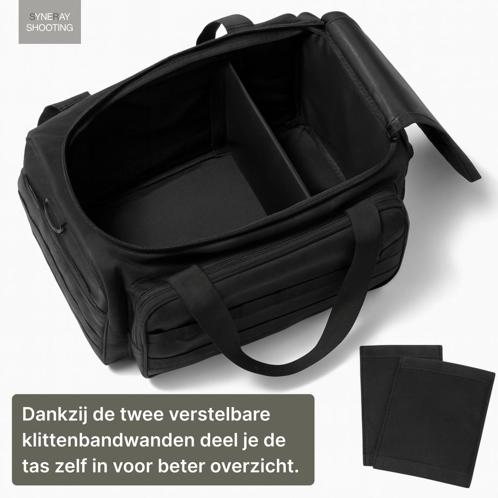 Ruime tactische range bag met MOLLE systeem voor schietbaan en airsoft zwart | Syneray