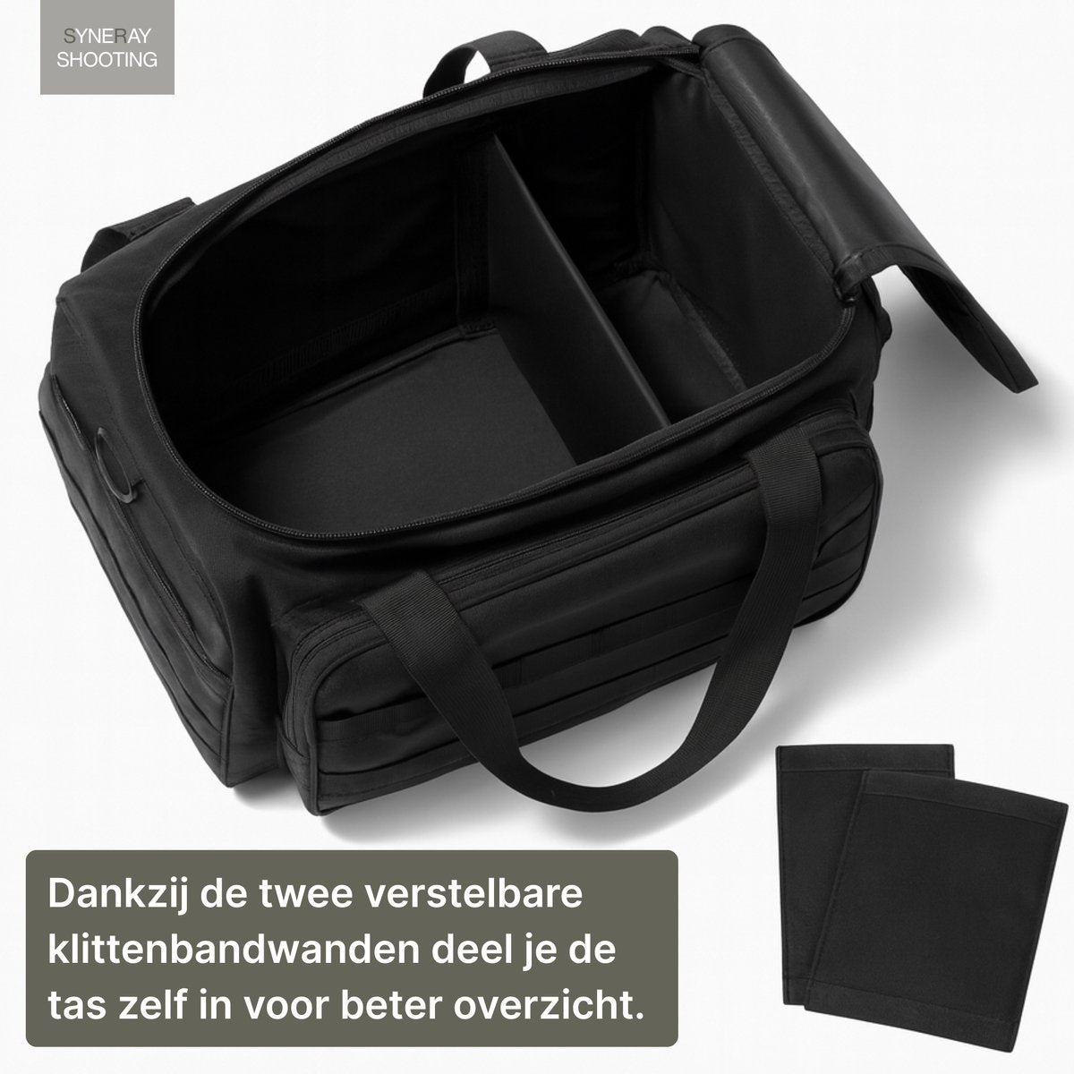 Ruime tactische range bag met MOLLE systeem voor schietbaan en airsoft zwart | Syneray