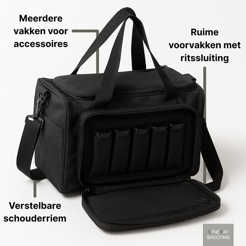 Ruime tactische range bag met MOLLE systeem voor schietbaan en airsoft zwart | Syneray