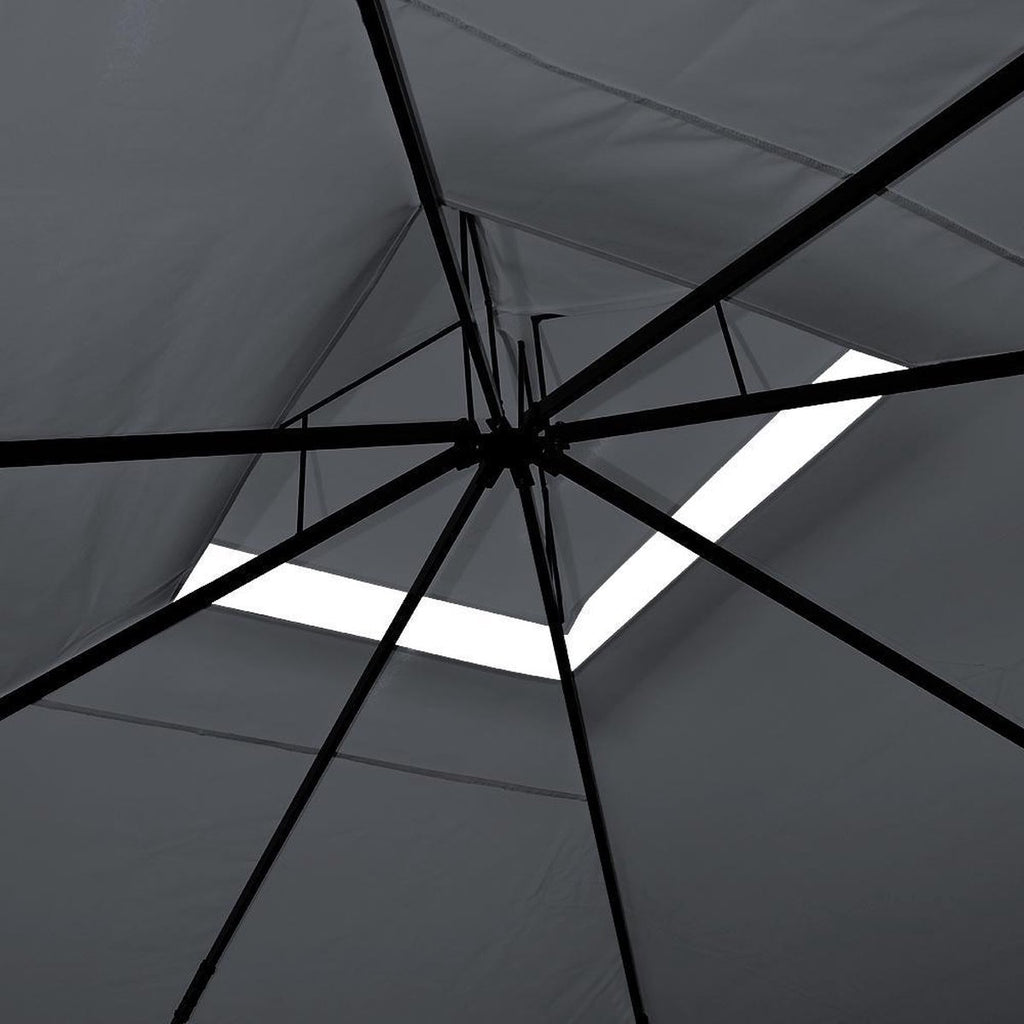 Polyrattan Paviljoen 3 x 3 m met Ventilatiedak in Antraciet