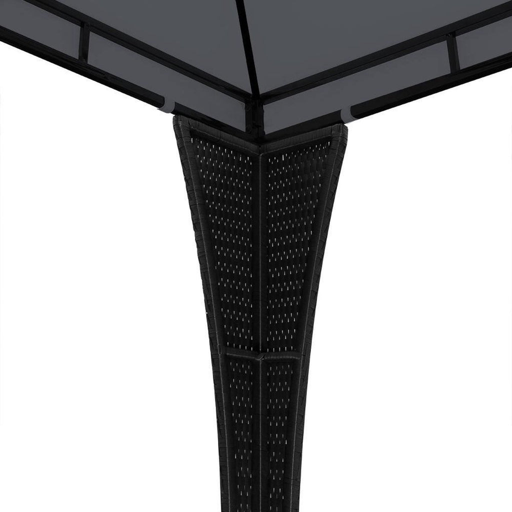 Polyrattan Paviljoen 3 x 3 m met Ventilatiedak in Antraciet