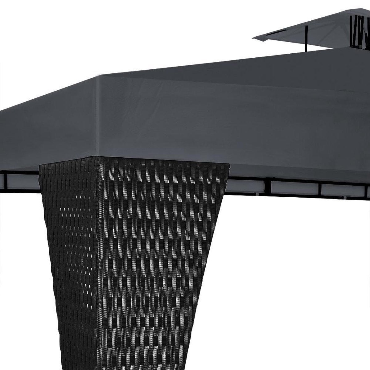 Polyrattan Paviljoen 3 x 3 m met Ventilatiedak in Antraciet