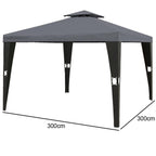 Polyrattan Paviljoen 3 x 3 m met Ventilatiedak in Antraciet