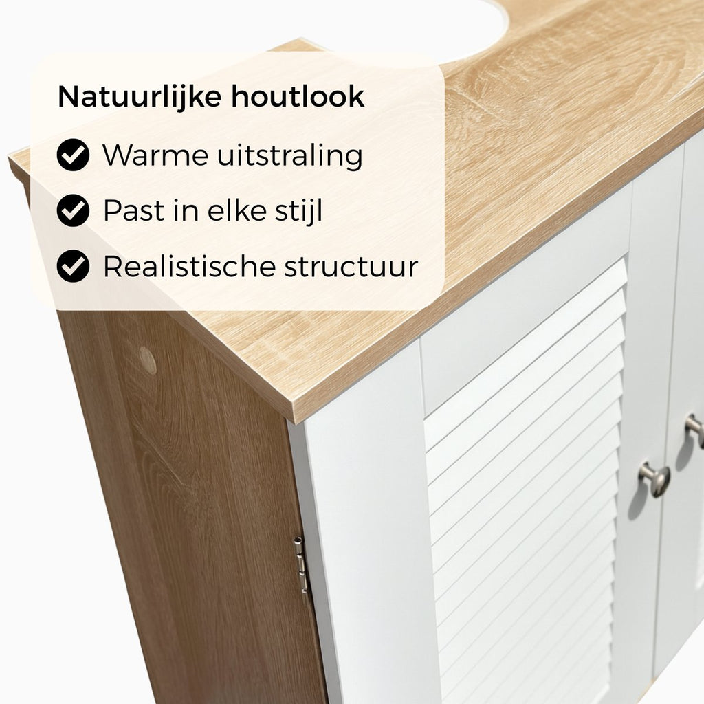 Wastafelonderkast in Landelijke Stijl in Wit Eiken 60 x 30 x 60 cm