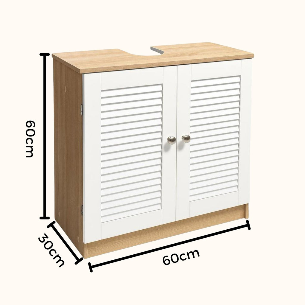 Wastafelonderkast in Landelijke Stijl in Wit Eiken 60 x 30 x 60 cm