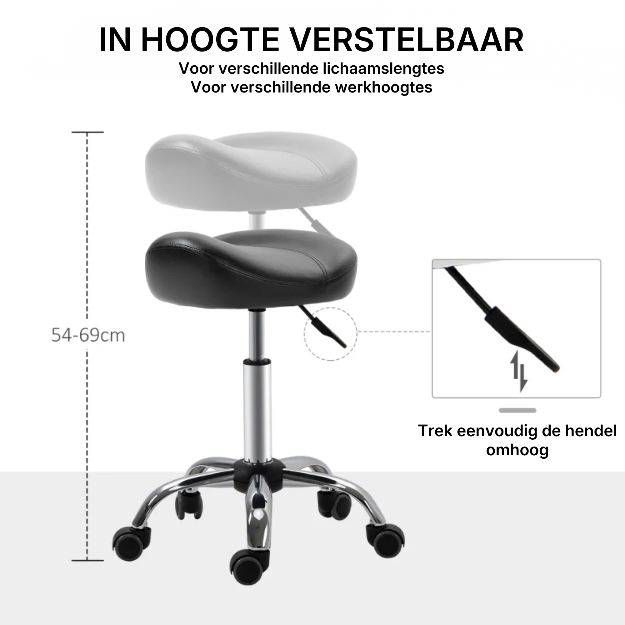 Zadelkruk Ergonomisch Draaibaar en In Hoogte Verstelbaar Zwart | Kersom