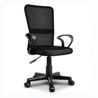 Kinderbureaustoel met Armleuningen en Ademende Mesh Rugleuning Verstelbaar Zwart | Tresko