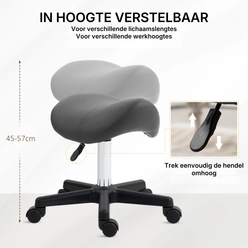 Zadelkruk Ergonomisch Draaibaar en In Hoogte Verstelbaar Grijs | Kersom