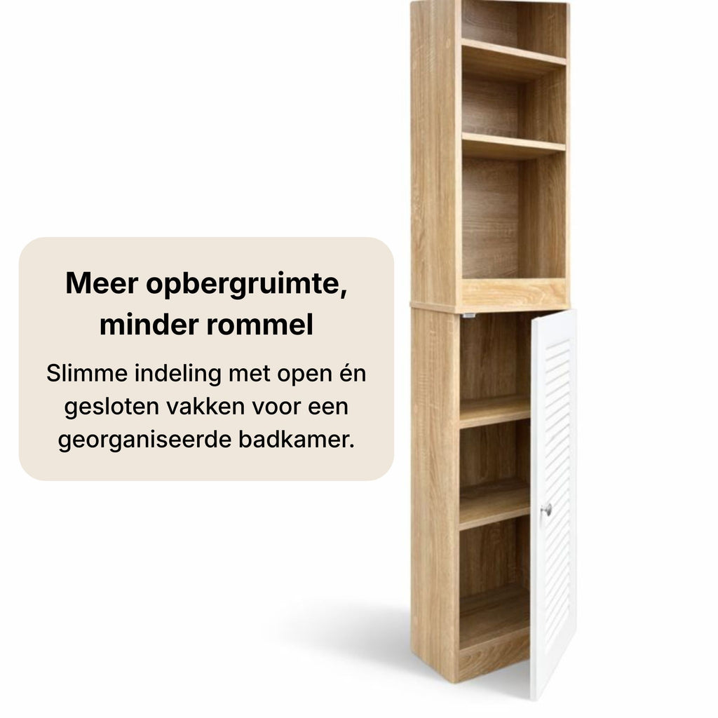 Badkamerkast Kolomkast Wit Eiken 26 x 34 x 170 cm