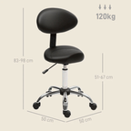 Zadelkruk met Rugleuning Hoogteverstelbaar 51-67 cm Zwart | Kersom