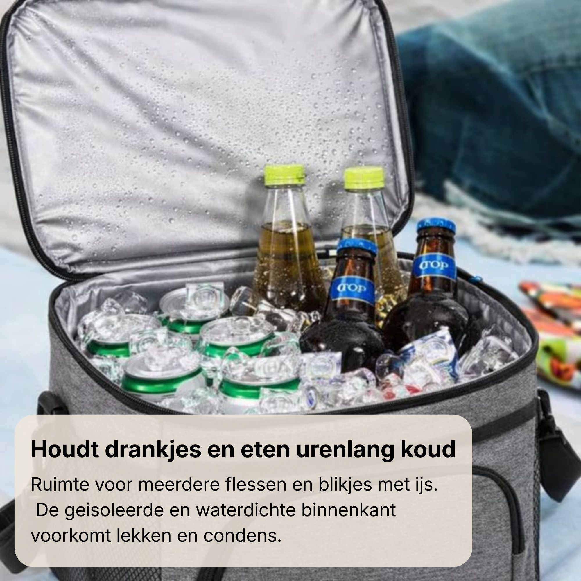 Geïsoleerde Koeltas met Schouderband en Handvatten Grijs 13,5 liter