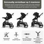 3-in-1 Combi Kinderwagen met Reiswieg en Autostoeltje | KIDUKU