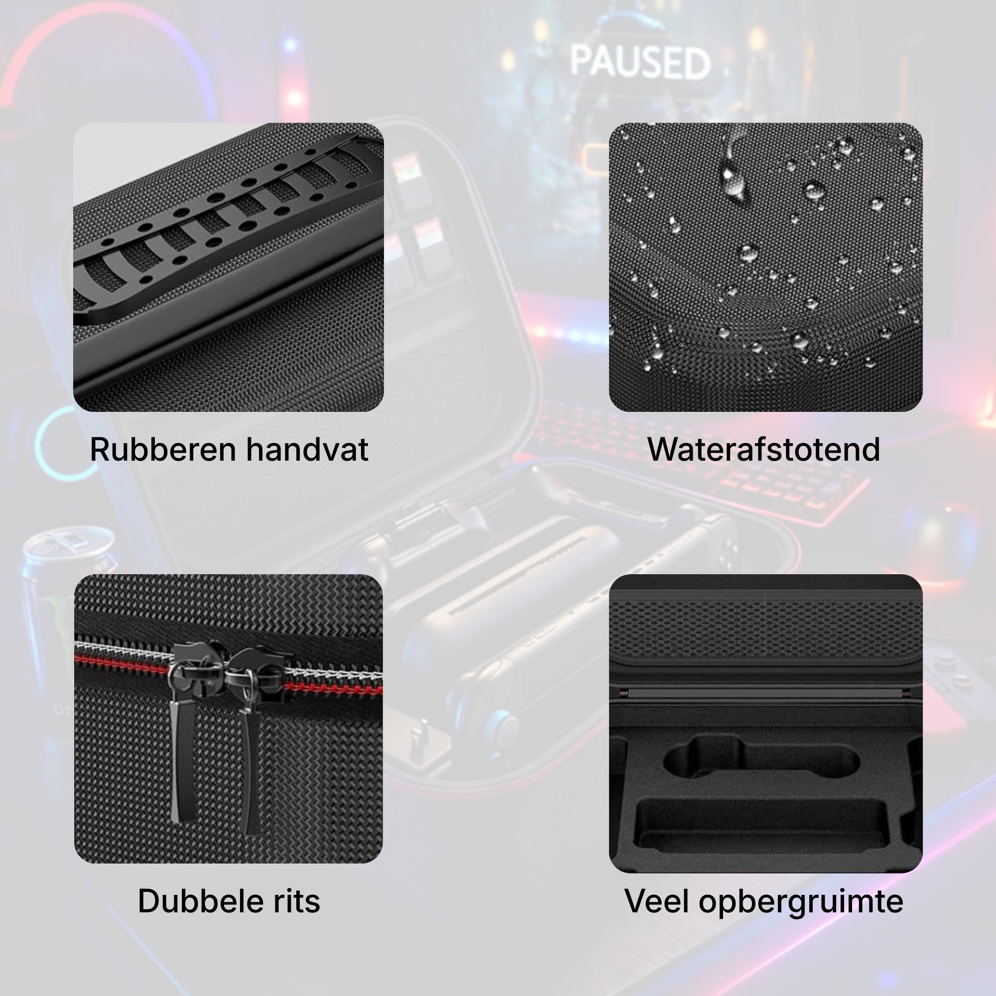 Nintendo Switch 1 & 2 Accessoire Bundel met Opbergtas en Beschermhoes / Case Zwart