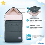 Warme Baby Voetenzak voor Kinderwagen en Buggy van 95 x 50 cm in het Grijs | KIDUKU