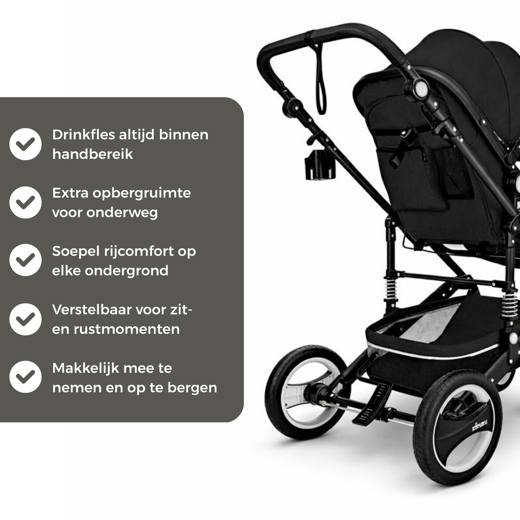 3-in-1 Combi Kinderwagen met Reiswieg en Autostoeltje | KIDUKU