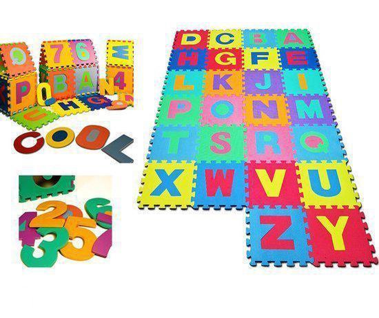 Puzzelmat XXL 190x190 cm 86-delig met letters en cijfers | Spielwerk