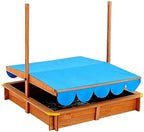 Zandbak met Verstelbaar Zonnescherm 120x120 cm Blauw | Van Delsem