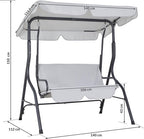 2 Zits Hollywood Schommel met Verstelbaar Zonnedak Lichtgrijs | Casaria