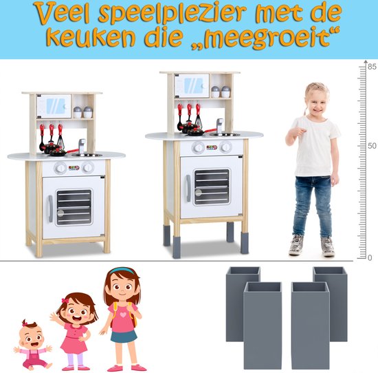 Houten Speelkeuken met Accessoires Verstelbaar 57 x 29 x 83 cm Wit