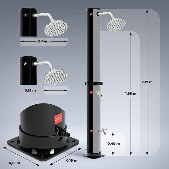 Solar Tuindouche 20 Liter met Mengkraan en Verstelbare Douchekop Zilver | Sens Design