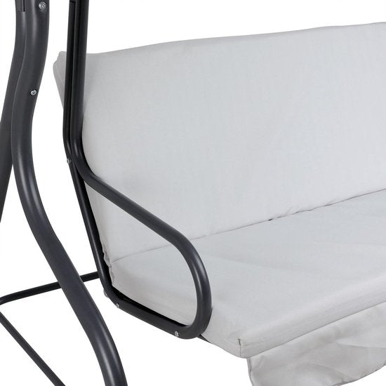 2 Zits Hollywood Schommel met Verstelbaar Zonnedak Lichtgrijs | Casaria