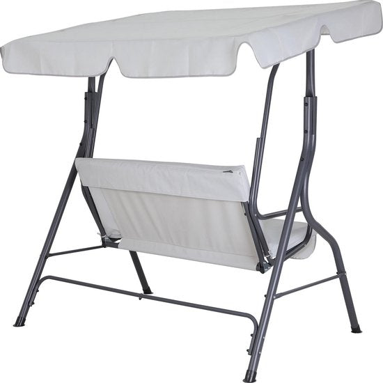 2 Zits Hollywood Schommel met Verstelbaar Zonnedak Lichtgrijs | Casaria