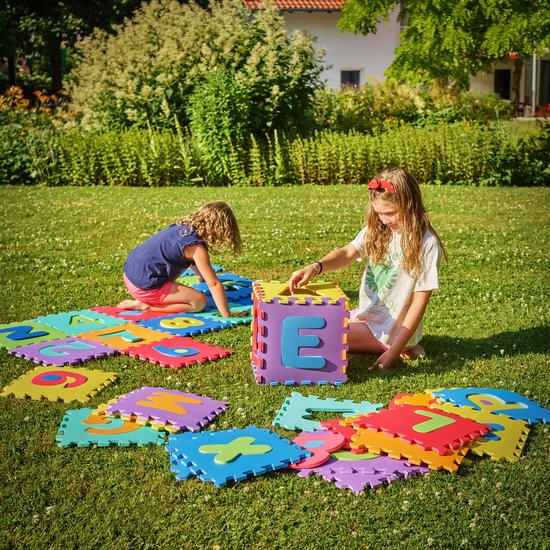 Puzzelmat XXL 190x190 cm 86-delig met letters en cijfers | Spielwerk