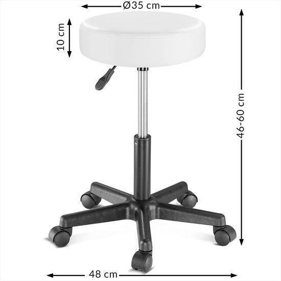 Verstelbare Draaikruk met Wielen Wit | Casaria