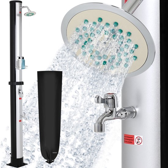 Solar Buitendouche 35 Liter met Regendouche en Mengkraan Zwart | Monzana