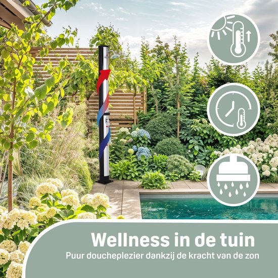 Solar Buitendouche 35 Liter met Regendouche en Mengkraan Zwart | Monzana