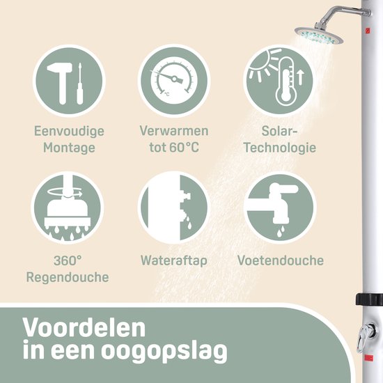 Solar Buitendouche 35 Liter met Regendouche en Mengkraan Zwart | Monzana