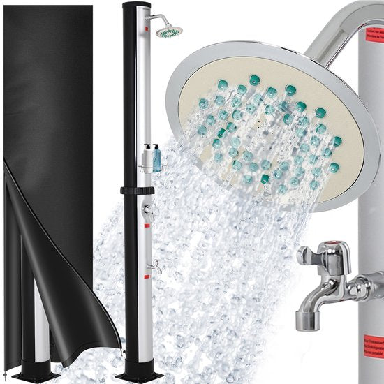 Solar Buitendouche 35 Liter met Regendouche en Mengkraan Zwart | Monzana