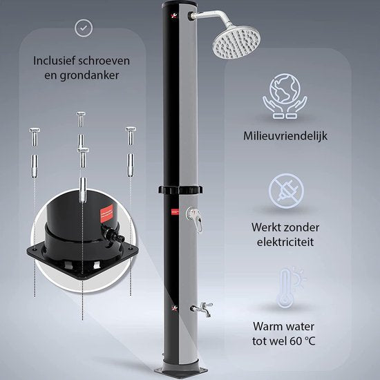 Solar Tuindouche 20 Liter met Mengkraan en Verstelbare Douchekop Zilver | Sens Design