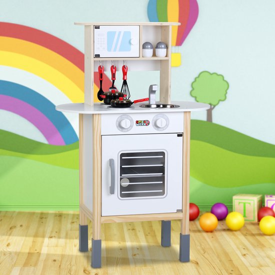 Houten Speelkeuken met Accessoires Verstelbaar 57 x 29 x 83 cm Wit