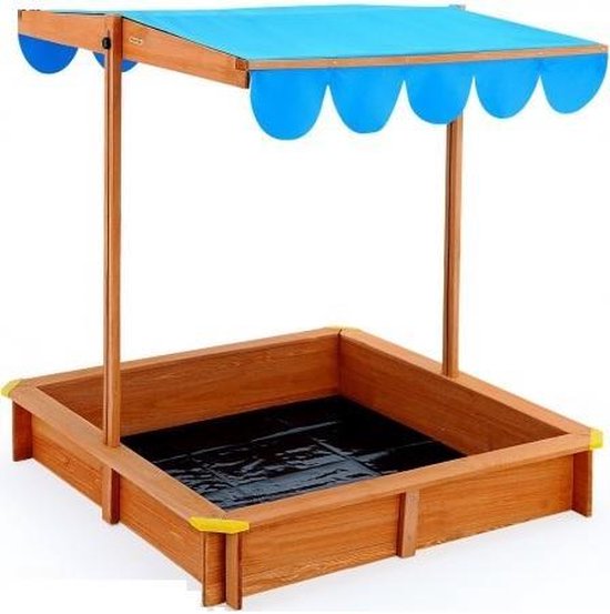 Zandbak met Verstelbaar Zonnescherm 120x120 cm Blauw | Van Delsem