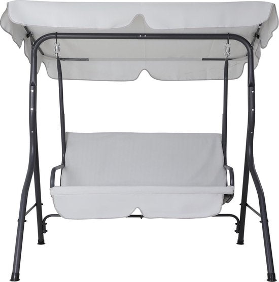2 Zits Hollywood Schommel met Verstelbaar Zonnedak Lichtgrijs | Casaria