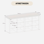 Ruime schoenenbank met zitkussen en 12 vakken – ideaal voor hal, slaapkamer en extra opbergruimte | Kersom