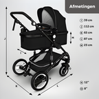3-in-1 Combi Kinderwagen met Reiswieg en Autostoeltje | KIDUKU