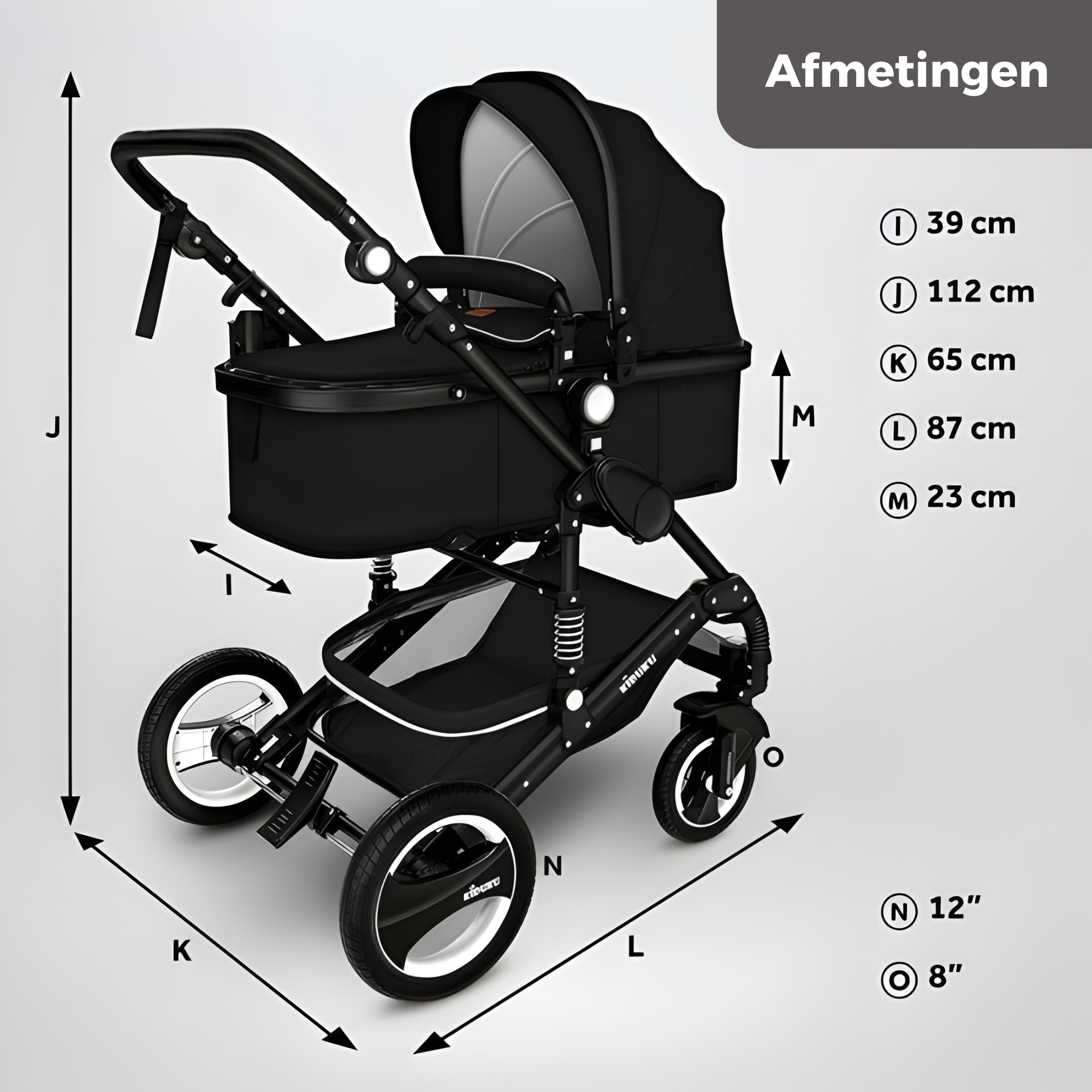 3-in-1 Combi Kinderwagen met Reiswieg en Autostoeltje | KIDUKU