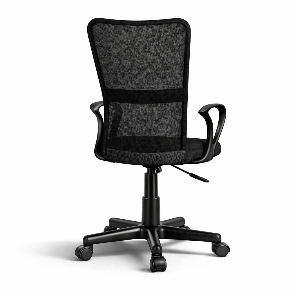 Kinderbureaustoel met Armleuningen en Ademende Mesh Rugleuning Verstelbaar Zwart | Tresko