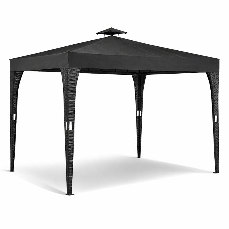 Polyrattan Paviljoen 3 x 3 m met Ventilatiedak in Antraciet