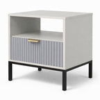 Nachtkastje met Lade en Open Vak in Scandinavisch Design in het Lichtgrijs