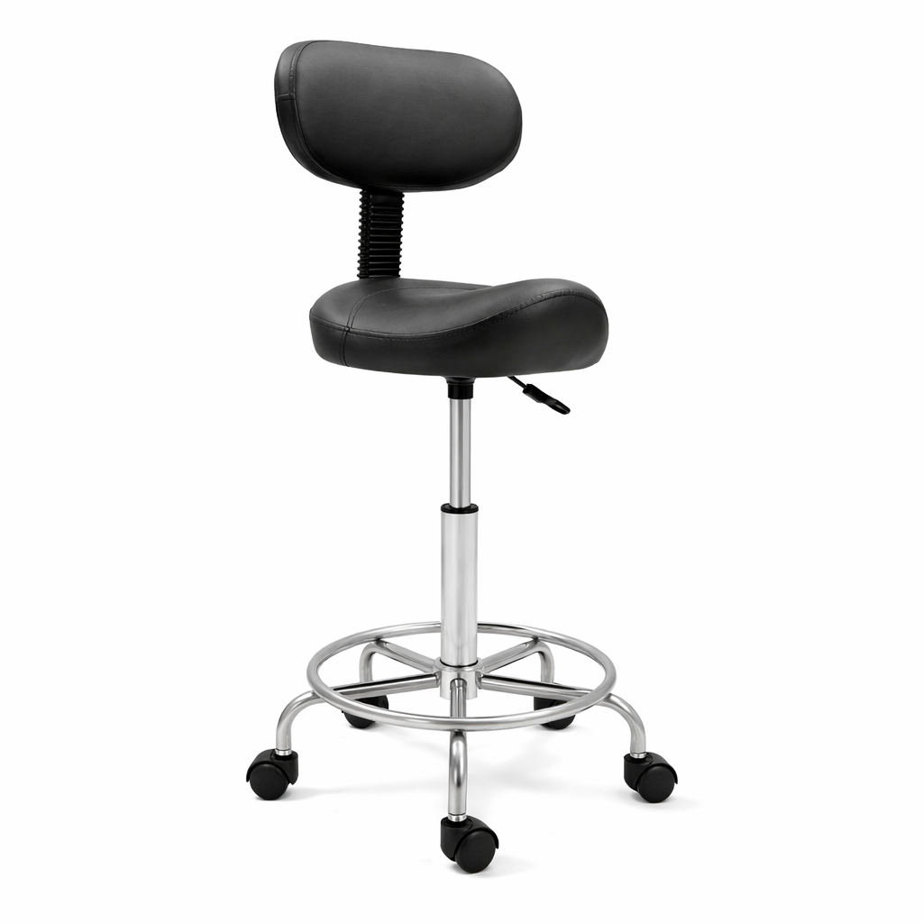 Zadelkruk Ergonomisch met Rugleuning Draaibaar en In Hoogte Verstelbaar Zwart | Kersom