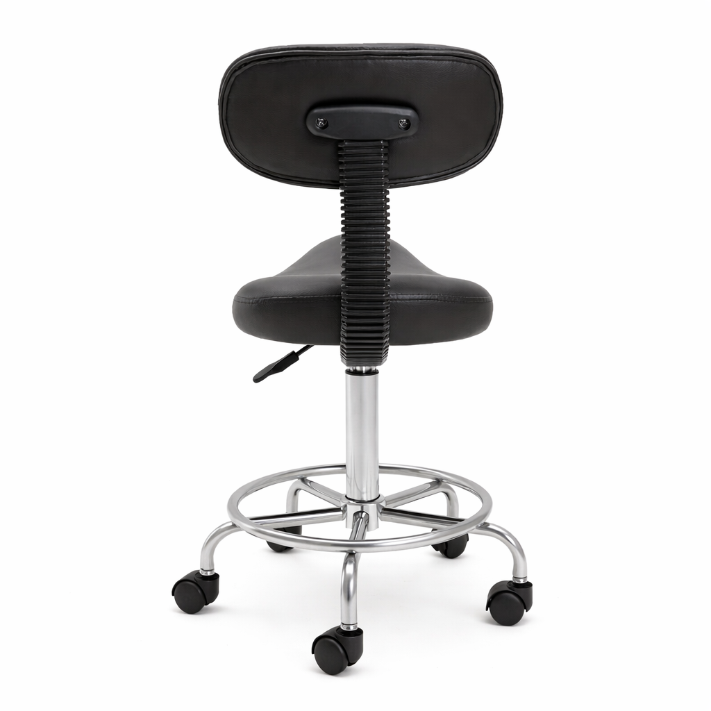 Zadelkruk Ergonomisch met Rugleuning Draaibaar en In Hoogte Verstelbaar Zwart | Kersom