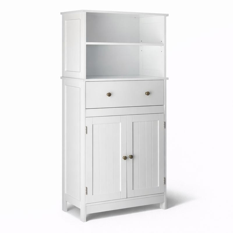 Badkamerkast met Verstelbare Plank en Deuren in het Wit 60 × 30 × 118 cm | Kersom