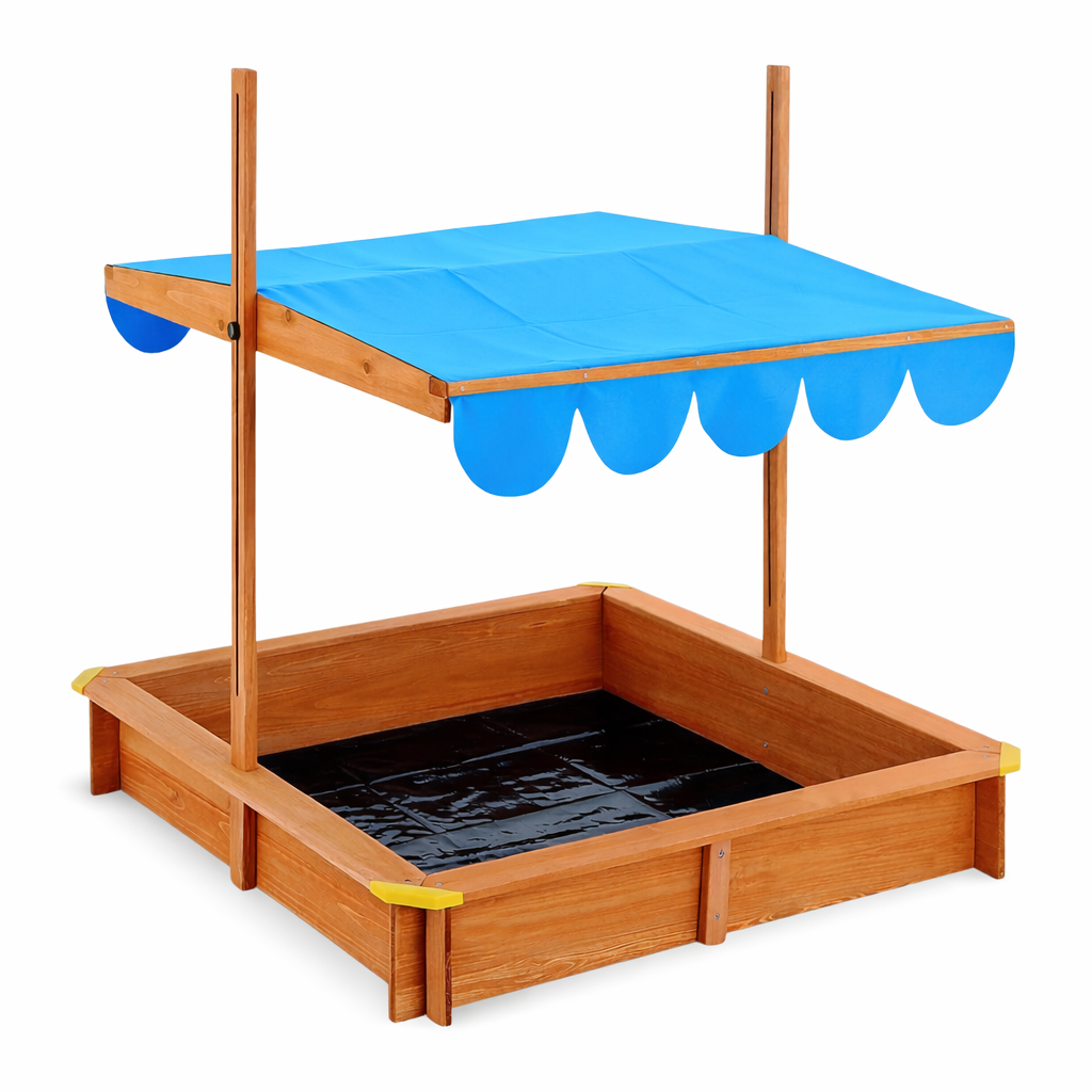 Zandbak met Verstelbaar Zonnescherm 120x120 cm Blauw | Van Delsem