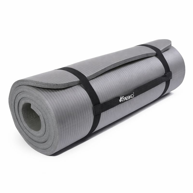 Yoga Mat Antislip 10 mm Grijs met Draagriem