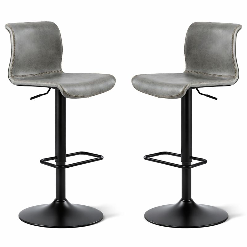 Moderne barkrukken met rugleuning verstelbaar en draaibaar set van 2 grijs | Alora