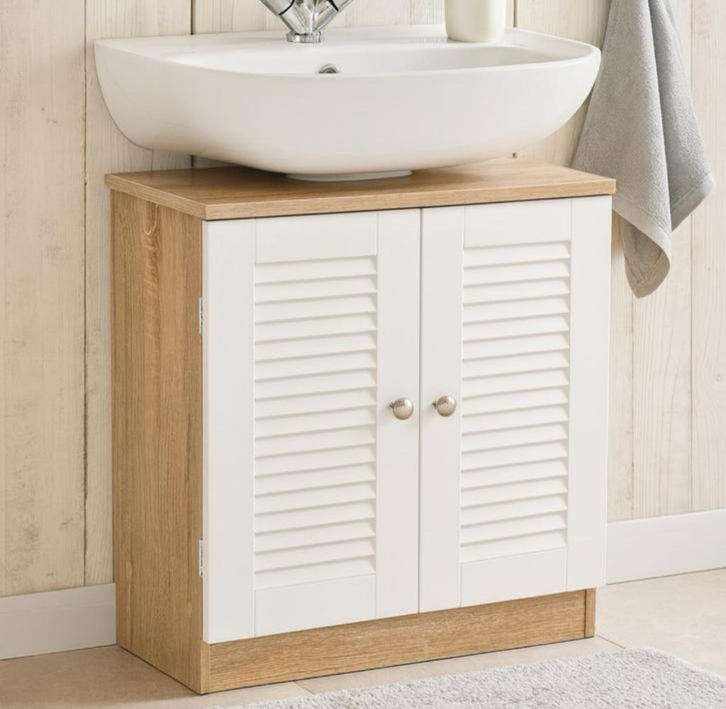 Wastafelonderkast in Landelijke Stijl in Wit Eiken 60 x 30 x 60 cm